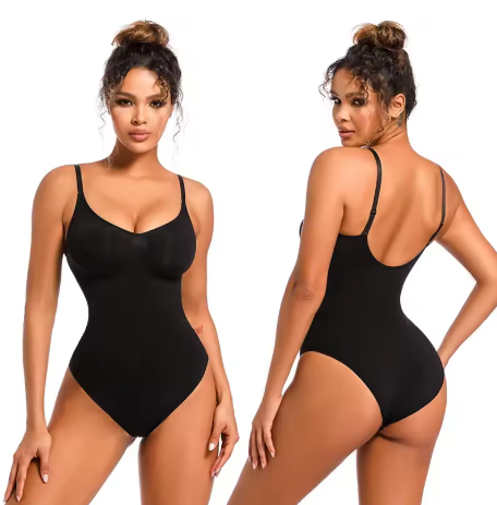body gainant shapewear culotte noire femme effet ventre plat maintien naturel galbe des fessiers et decollete dans le dos maison kali