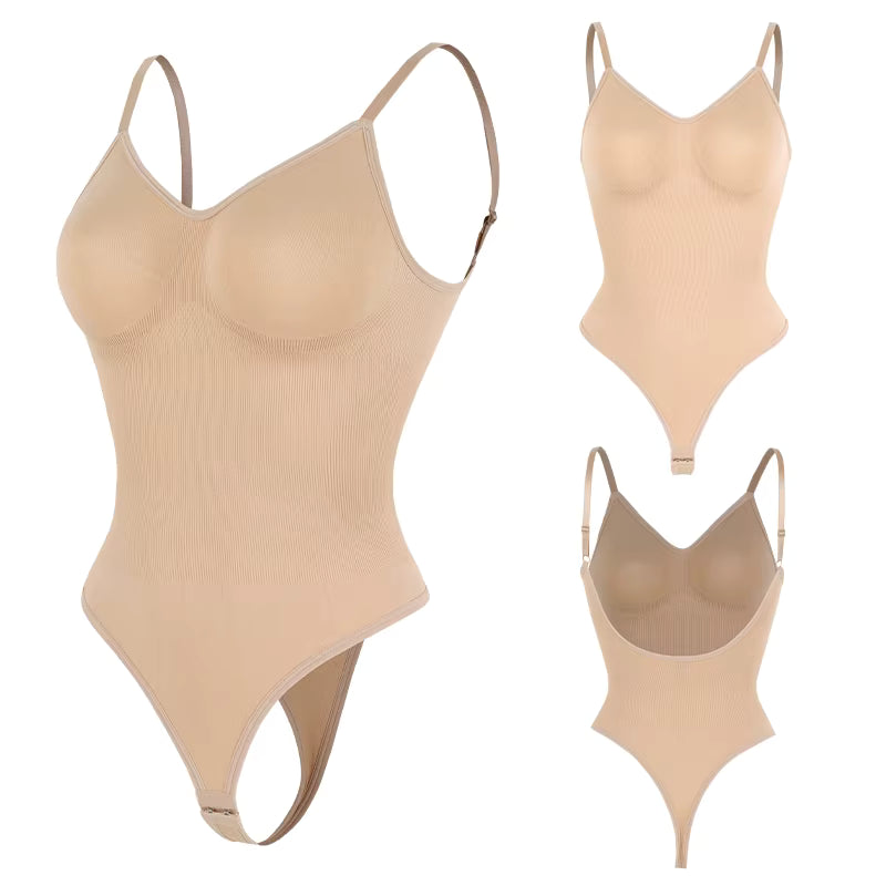 body gainant shapewear string beige effet seconde peau maintien naturel taille sculptee et decollete u dans le dos maison kali