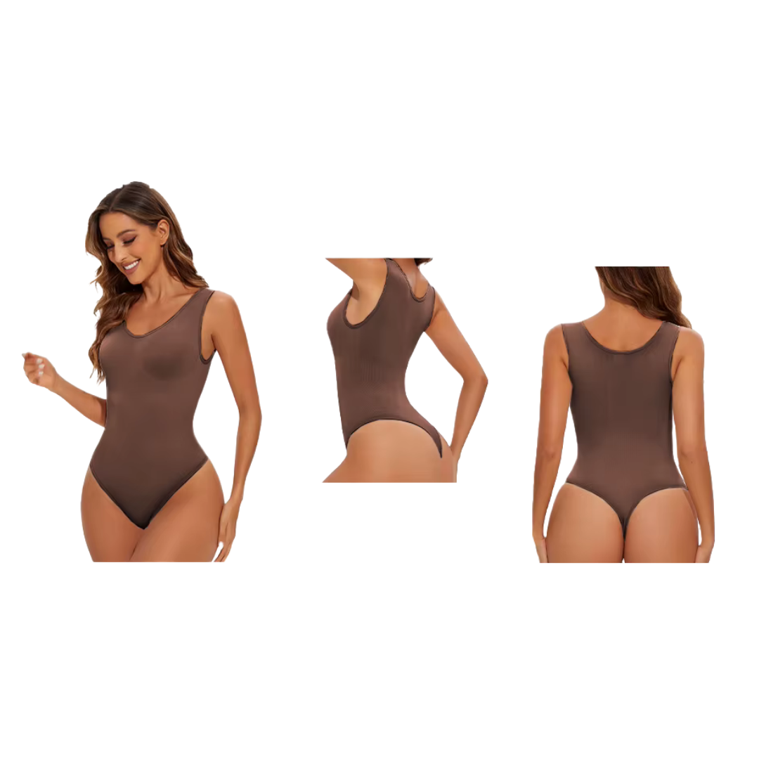 body gainant string marcel marron shapewear femme sculpte le ventre et la taille effet seconde peau maison kali
