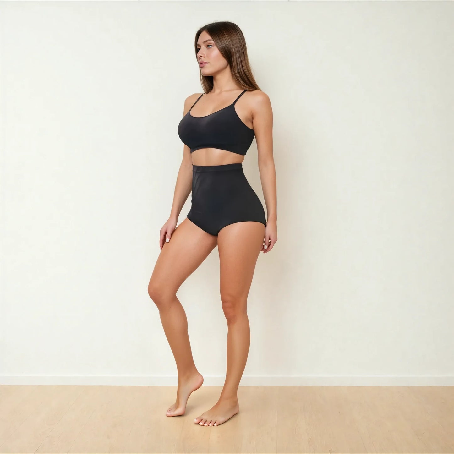 culotte gainante mi haute noire shapewear femme maintien naturel taille et ventre plat maison kali