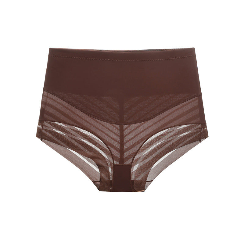 culotte gainante mi haute shapewear ajouree marron femme sculpte la taille maintien du ventre et galbe naturel des fessiers dentelle elegante maison kali
