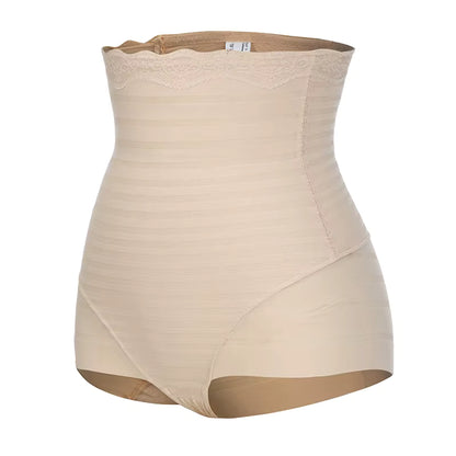 culotte gainante taille haute en dentelle beige shapewear femme quart face effet ventre plat maintien naturel confort et galbe des fessiers elegant maison kali