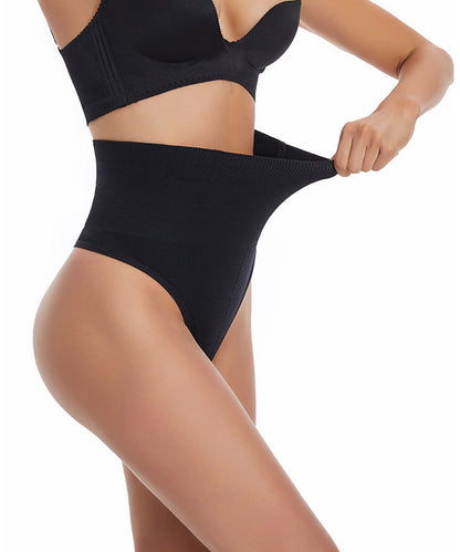 string gainant taille mi haute effet seconde peau noir shapewear femme portee quart face maintien naturel sculpte la taille et affine le ventre elegant maison kali