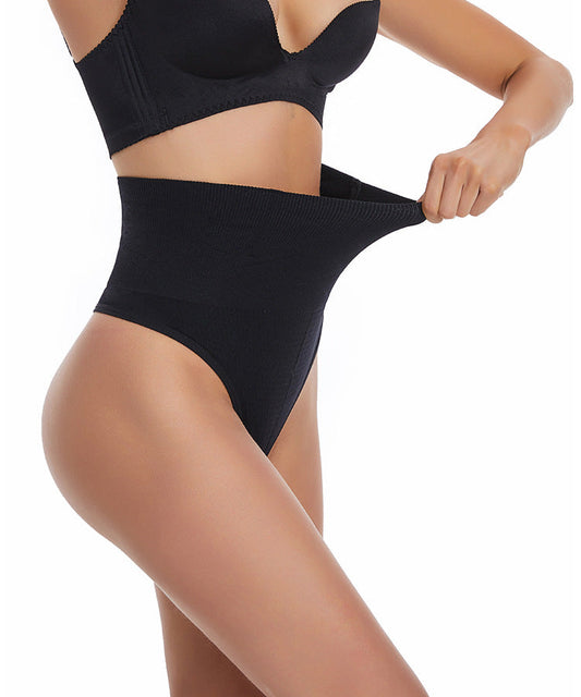 string gainant taille mi haute effet seconde peau noir shapewear femme portee quart face maintien naturel sculpte la taille et affine le ventre elegant maison kali